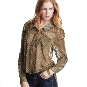 Free People , Easy Rider shirt in green; EUC